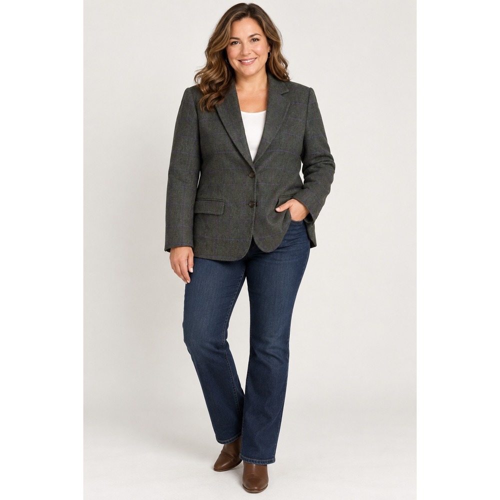 We. youandme Bobbi-2 Jacket Women 14 Gray Purple Wool Herringbone Blazer